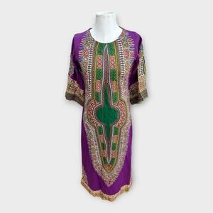 Vintage 70s Dashiki Kenya African Tunic by Waltz Colorful Tribal 38x56 Hippie